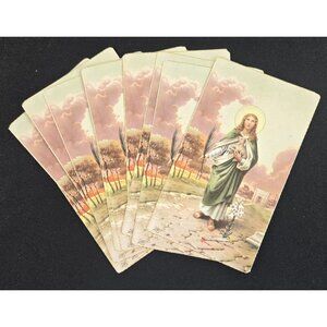 St Agnes Vintage Holy Cards Lot 10pc Italy Patron Saint of Girls NOS